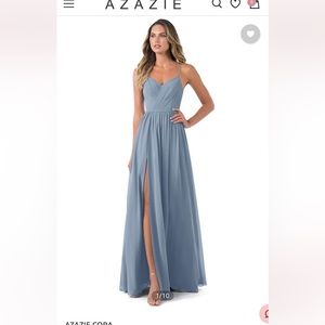 Azazie bridesmaid dress never worn! Color dusty blue, size A8